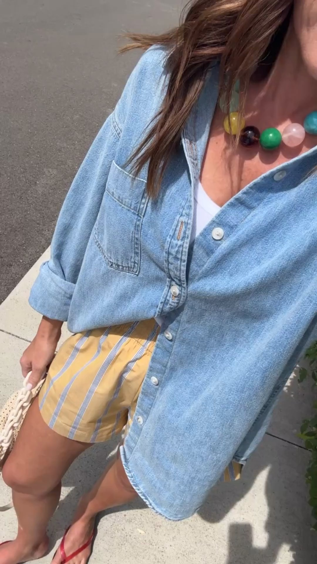 This Summer combo is fun & full of color!
Favorite denim shirt. XS
Shorts S

#LTKdayinmylife #LTKootd #LTKOver40