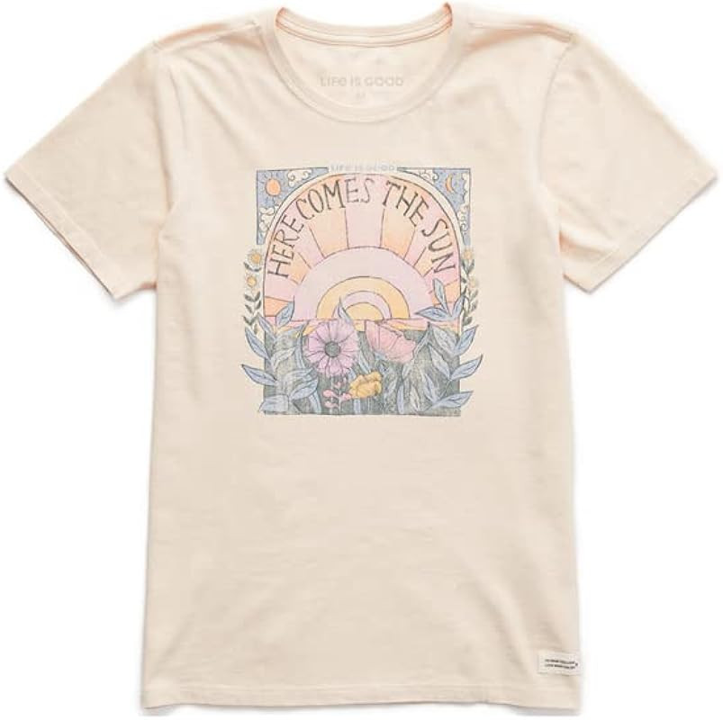 Women's Here Comes The Sun Hippie Short Sleeve Crusher Tee | Amazon (US)