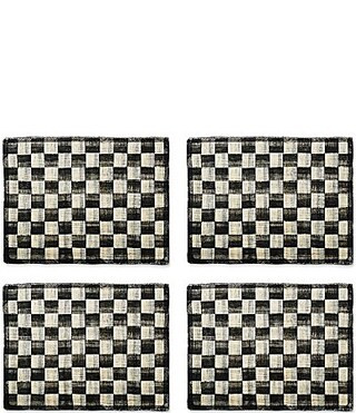 MacKenzie-Childs Sinamay Woven Check Placemats Set of 4 - Black | Dillard's