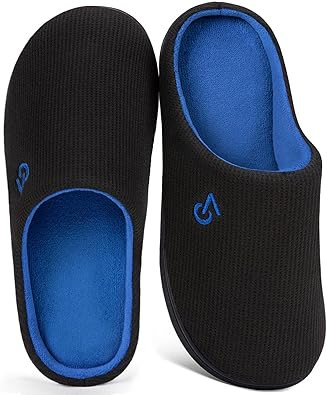 VeraCosy Men's Two-Tone Memory Foam House Slippers Indoor Outdoor Durable Rubber Sole       Added... | Amazon (US)