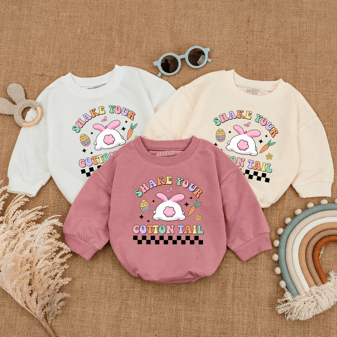 Shake Your Cotton Tail Easter Baby Romper, Girls Easter Bunny Bodysuit, Fun Easter Bunny, Easter ... | Etsy (US)