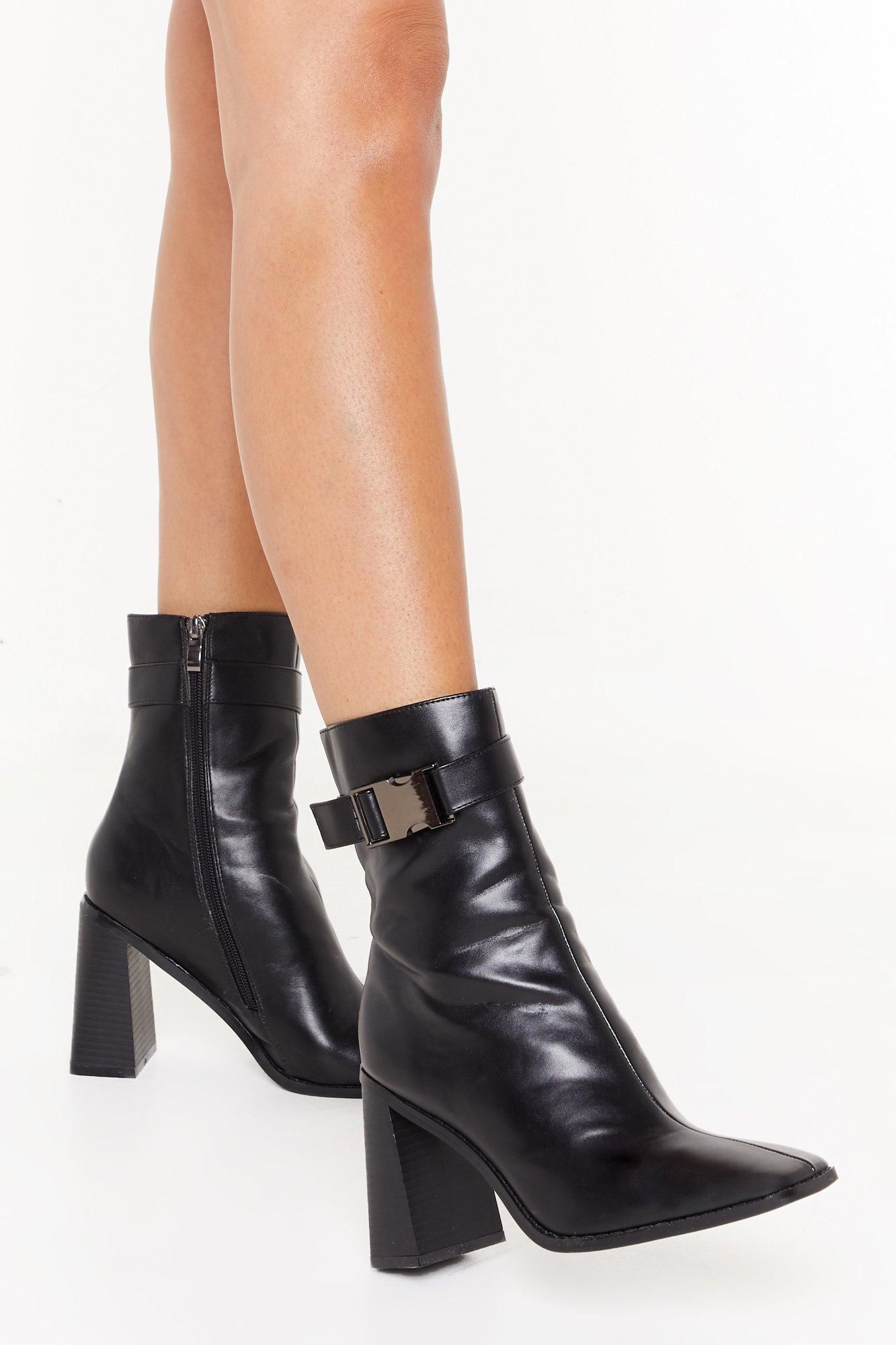 Faux Leather Buckle Boots with Flat Sole | NastyGal (US & CA)