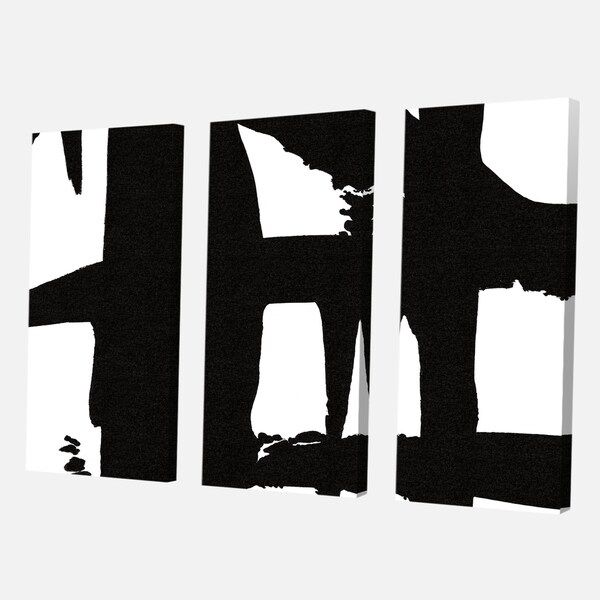 Designart 'Black & White Crossing Paths II' Modern Canvas Artwork | Overstock.com Shopping - The ... | Bed Bath & Beyond