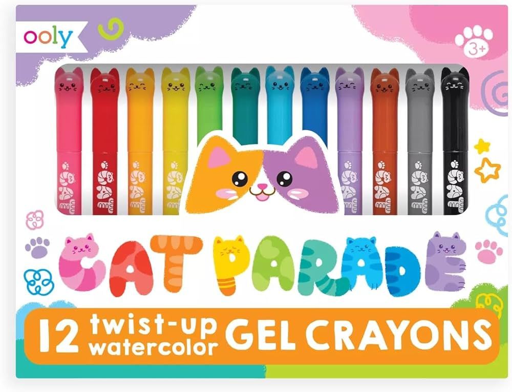 Ooly Cat Parade Gel Crayons for Kids and Adults - Set of 12 Rainbow Color Crayons for Glass and P... | Amazon (US)