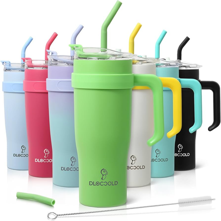 DLOCCOLD 40oz Tumbler with Handle, Straw & Lid, Double Wall Vacuum Reusable Stainless Steel Insul... | Amazon (US)
