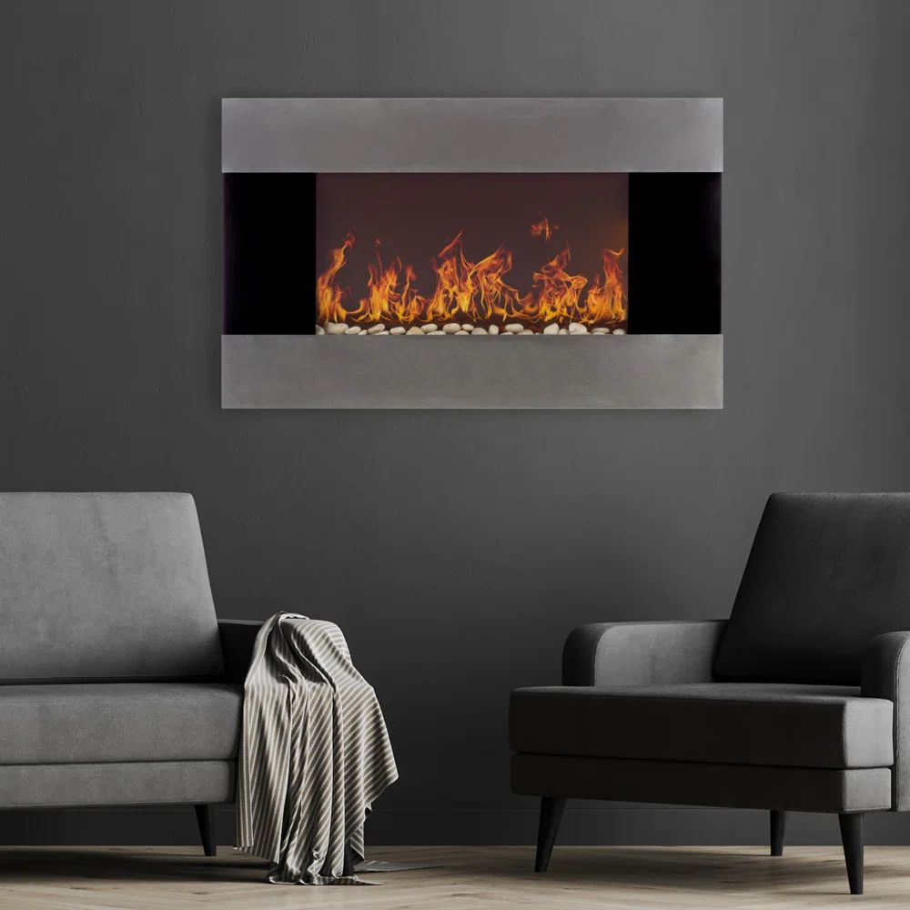 Wrought Studio Allmar 36-inch Wall Mount Electric Fireplace with Remote & Reviews | Wayfair | Wayfair North America