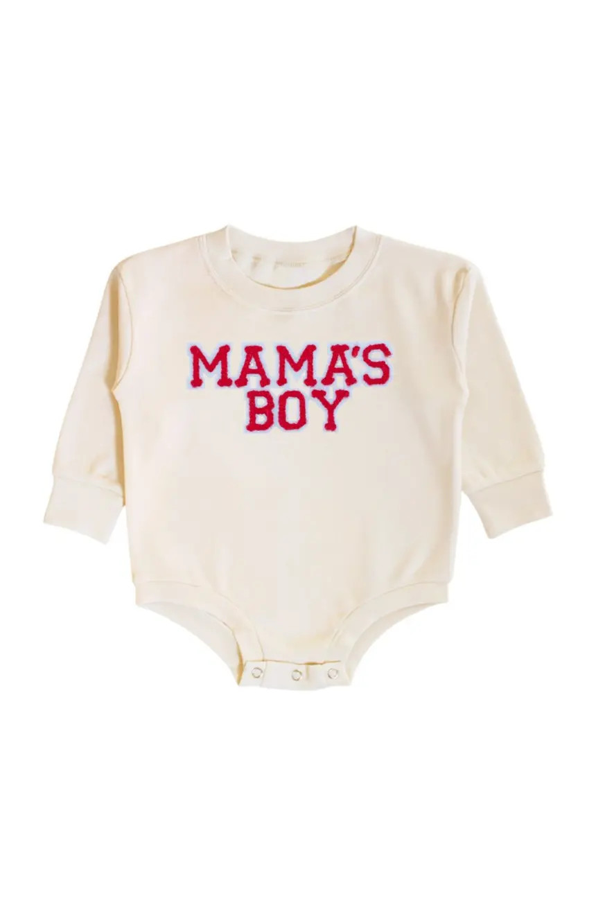 Sweet Wink Mama's Boy Patch Valentine's Day Long Sleeve Romper | Nordstrom | Nordstrom