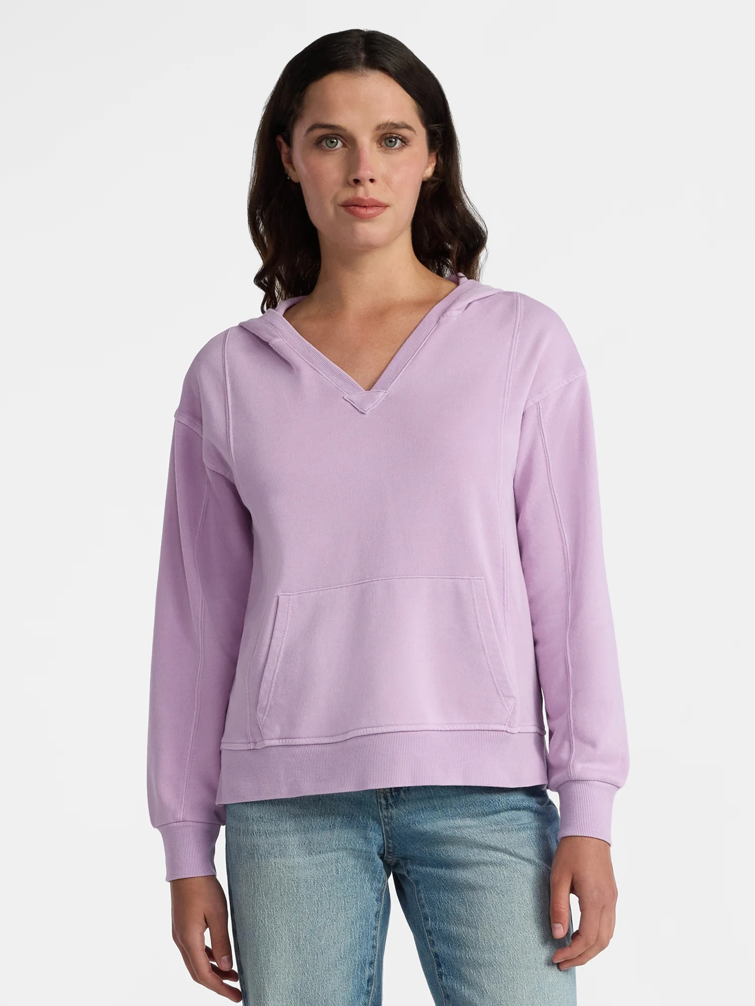 Time and Tru Women's Split Neck Hoodie, Sizes XS-3XL | Walmart (US)