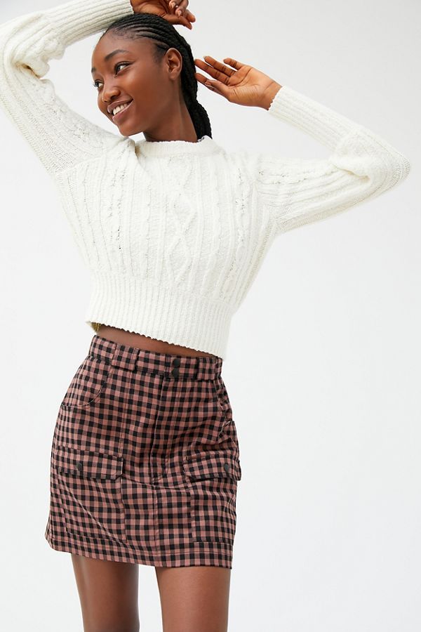 UO Avril Plaid Utility Mini Skirt | Urban Outfitters (US and RoW)
