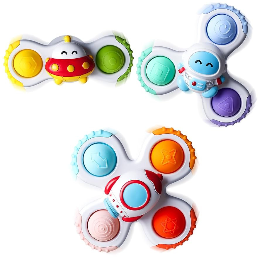 ALASOU 3PCS Pop Suction Cup Spinner Toys for 1 Year Old Boy Girl|Novelty Spinning Tops Toddler To... | Amazon (US)