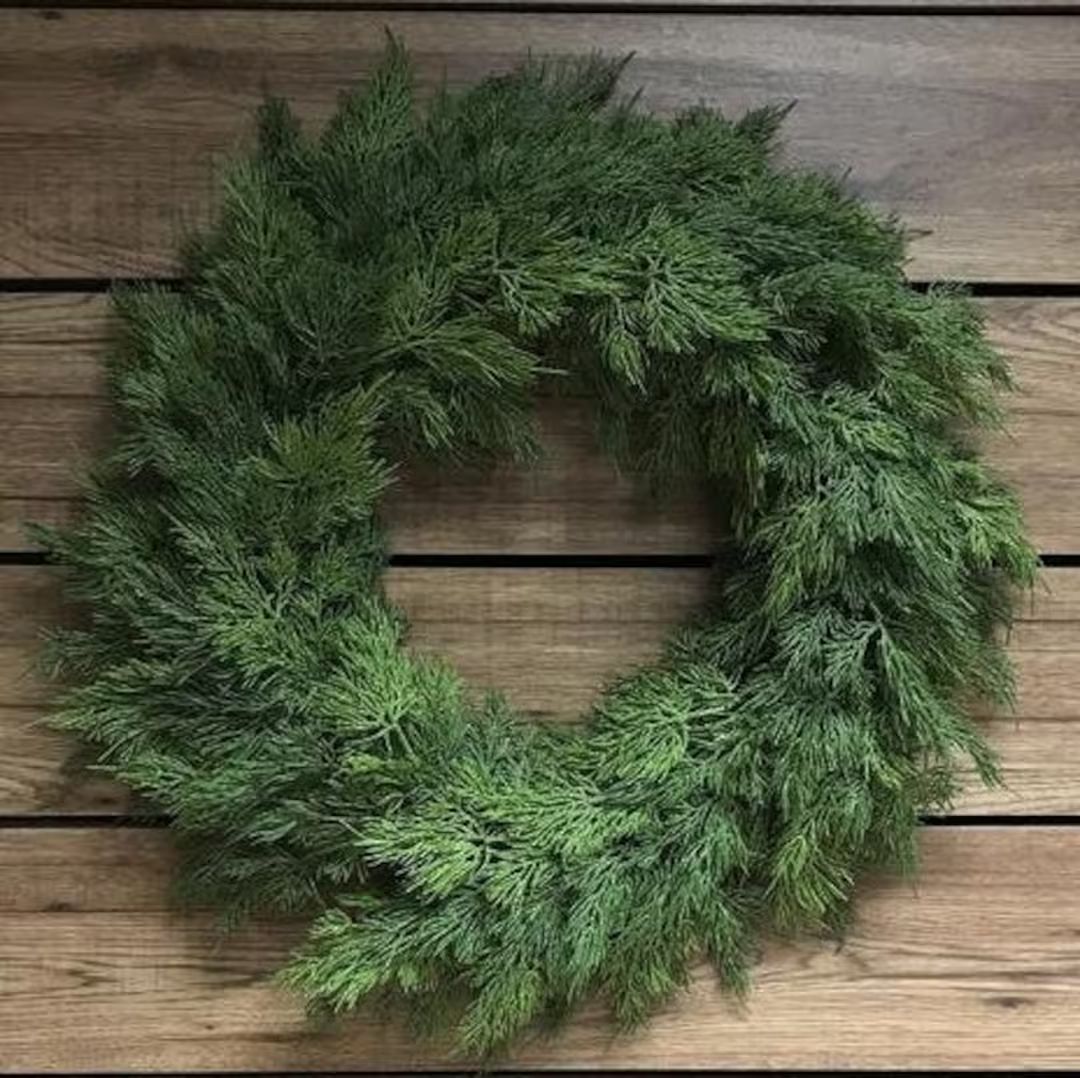 24 Real Touch Cedar Wreath/green Artificial Wreath/green - Etsy | Etsy (US)