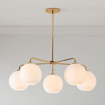 Sculptural Glass 5-Light Globe Chandelier - Milk | West Elm (US)