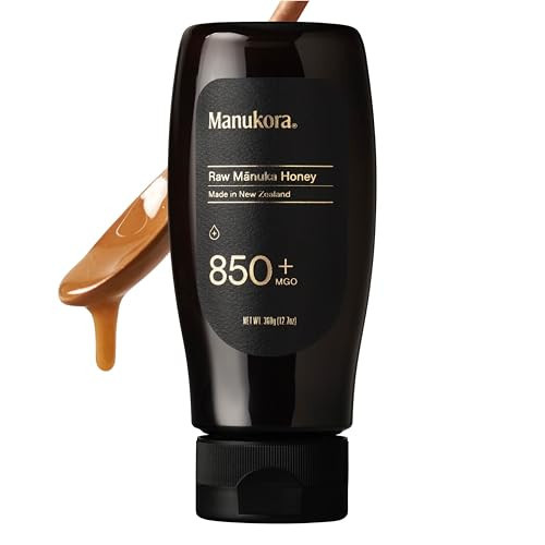 Manukora Raw Manuka New Zealand Honey MGO 850+, Non-GMO, 3rd-Party Tested, Glyphosate Residue Free Certified, 2000+ Natural Compounds, Traceable Hive-to-Hand, Digestive & Immune Support – 360g, Squeezy Bottle | Amazon (US)