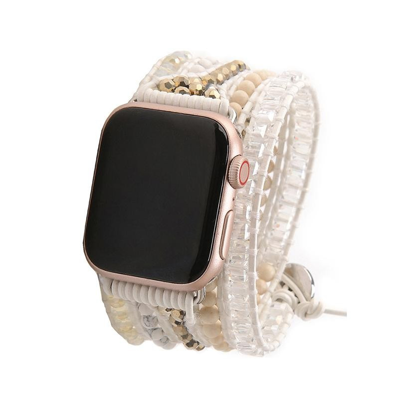 Ivory Dorado with Gold on White Apple Watch Strap | Victoria Emerson