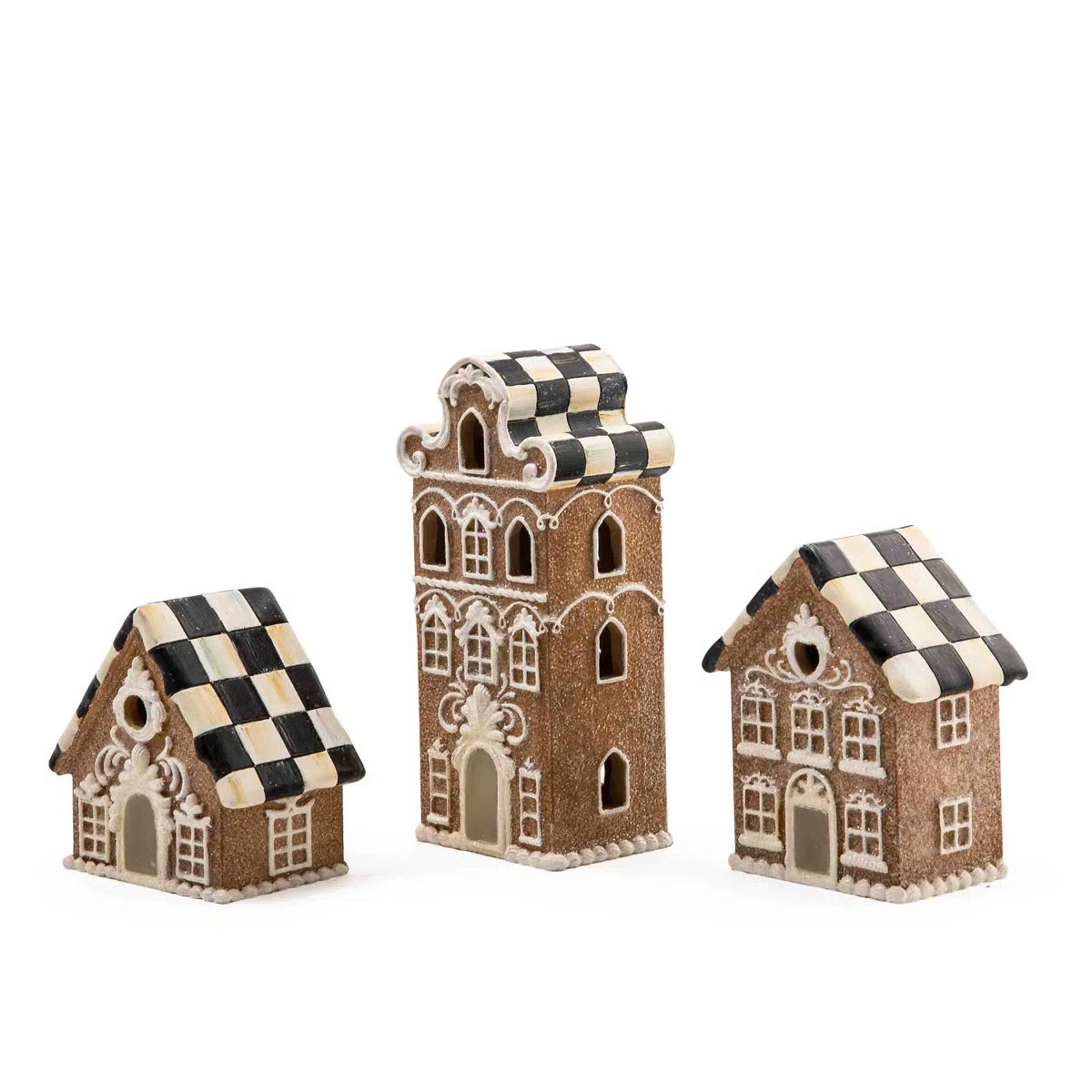 Courtly Check® 3 Piece Gingerbread Illuminated Mini Houses Christmas Village Set | Wayfair North America
