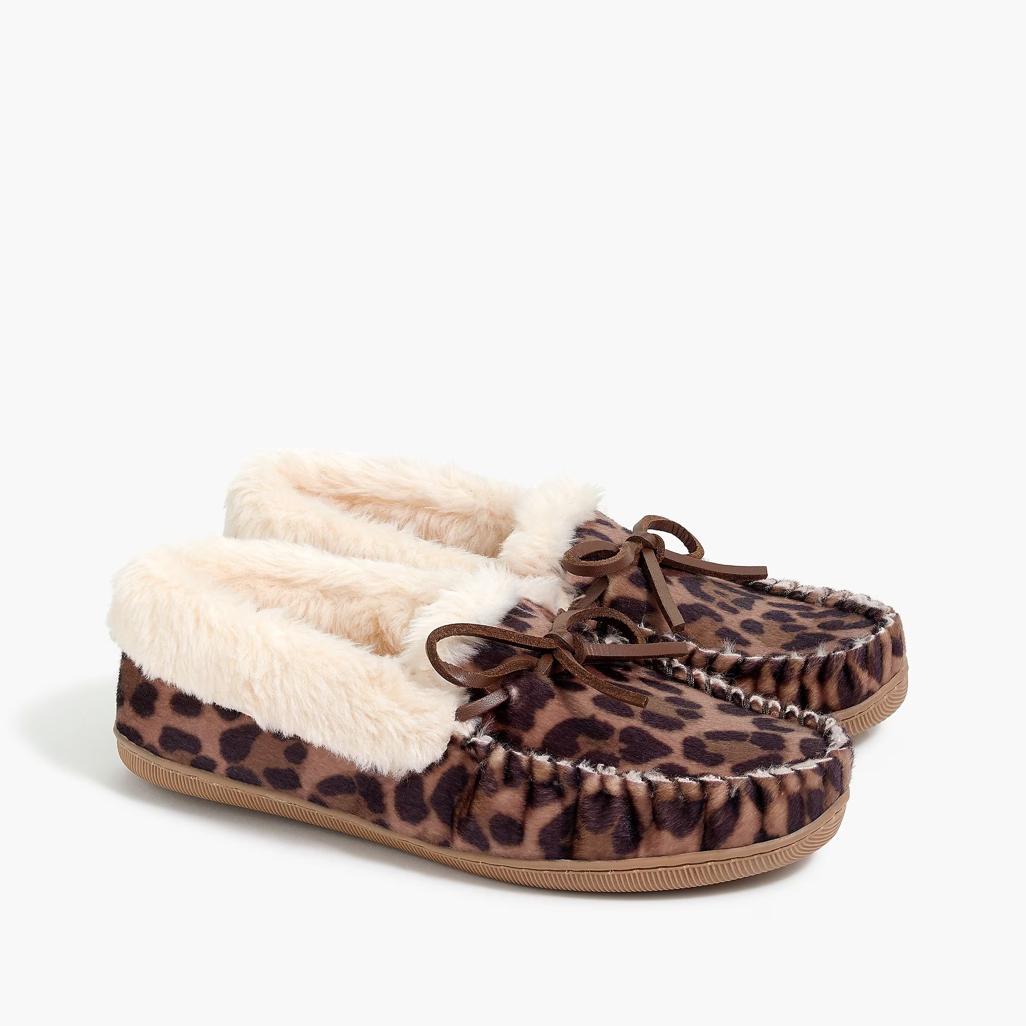 Leopard calf hair moccasin slippers | J.Crew Factory