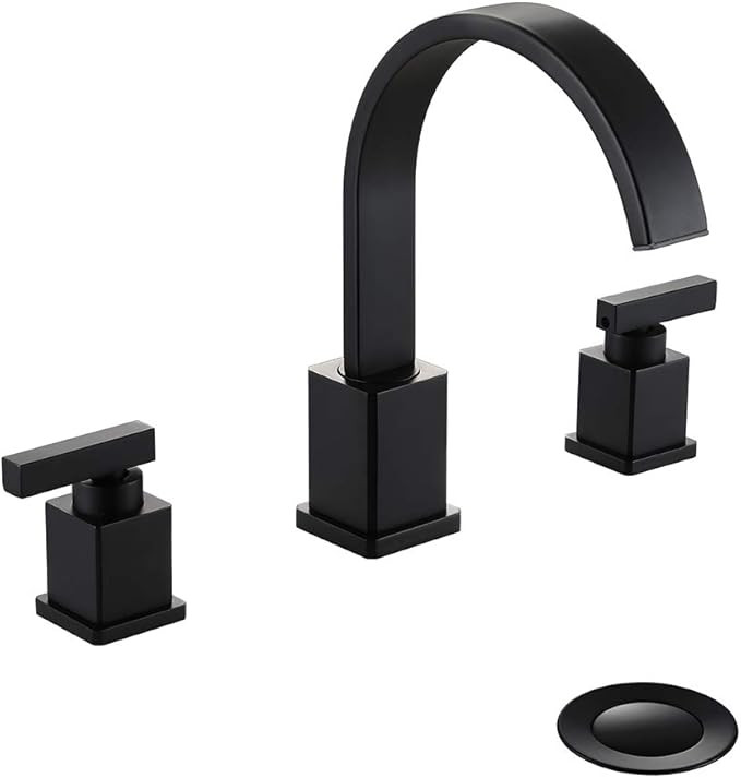 WorbWay Bathroom Faucet Matte Black,2 Lever Handle 8 inch Widespread Bathroom Sink Faucet with Po... | Amazon (US)