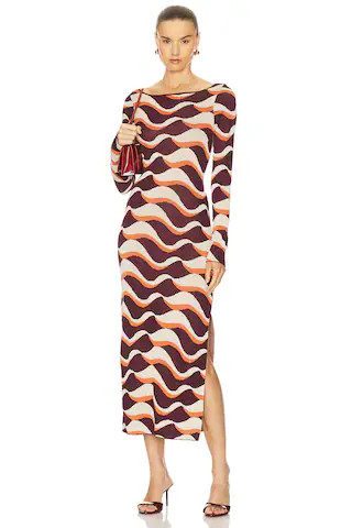 MISA Los Angeles Cassie Dress in Wavy Stripe from Revolve.com | Revolve Clothing (Global)