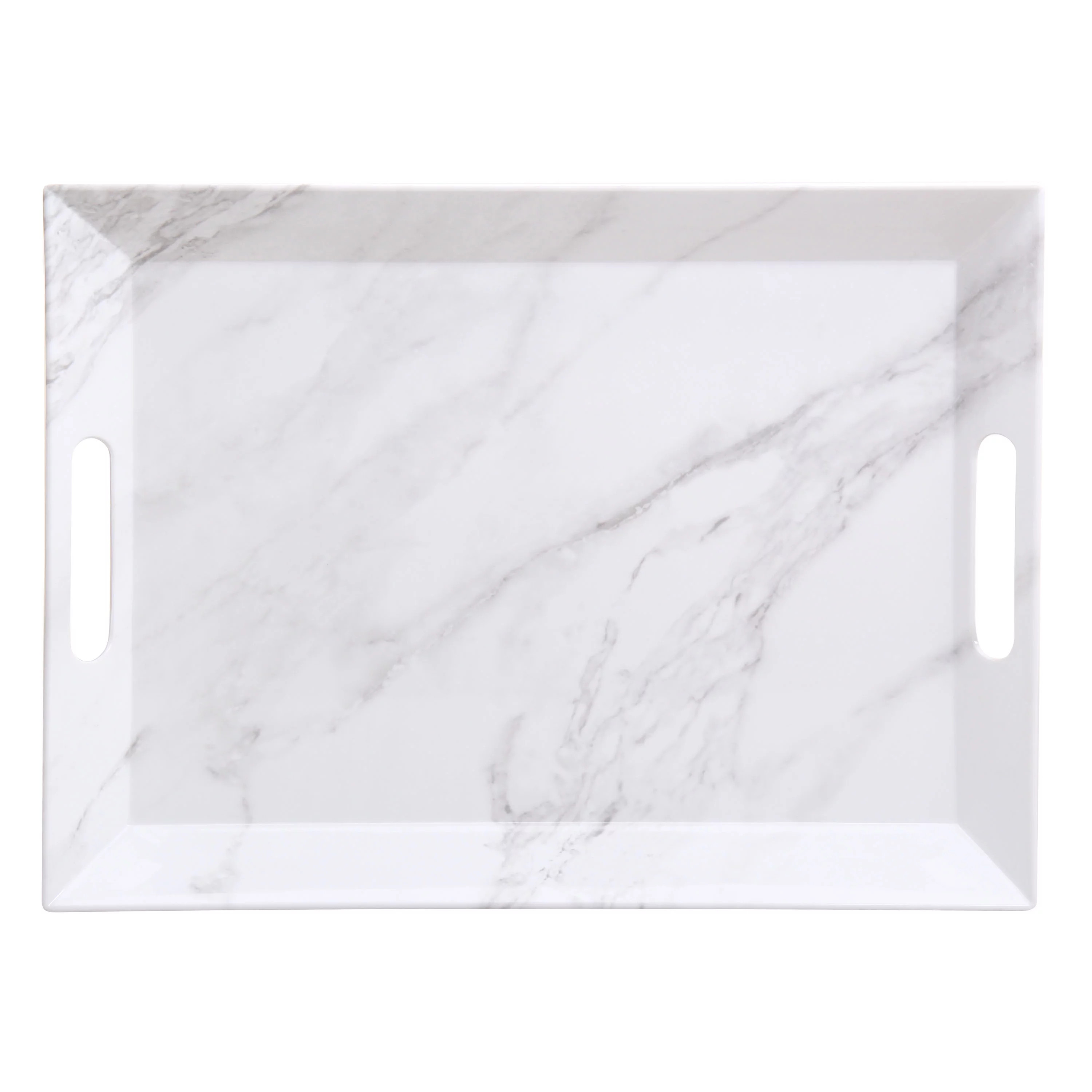 Better Homes & Gardens Melamine Rectangle Marble Print Handled Tray - Walmart.com | Walmart (US)