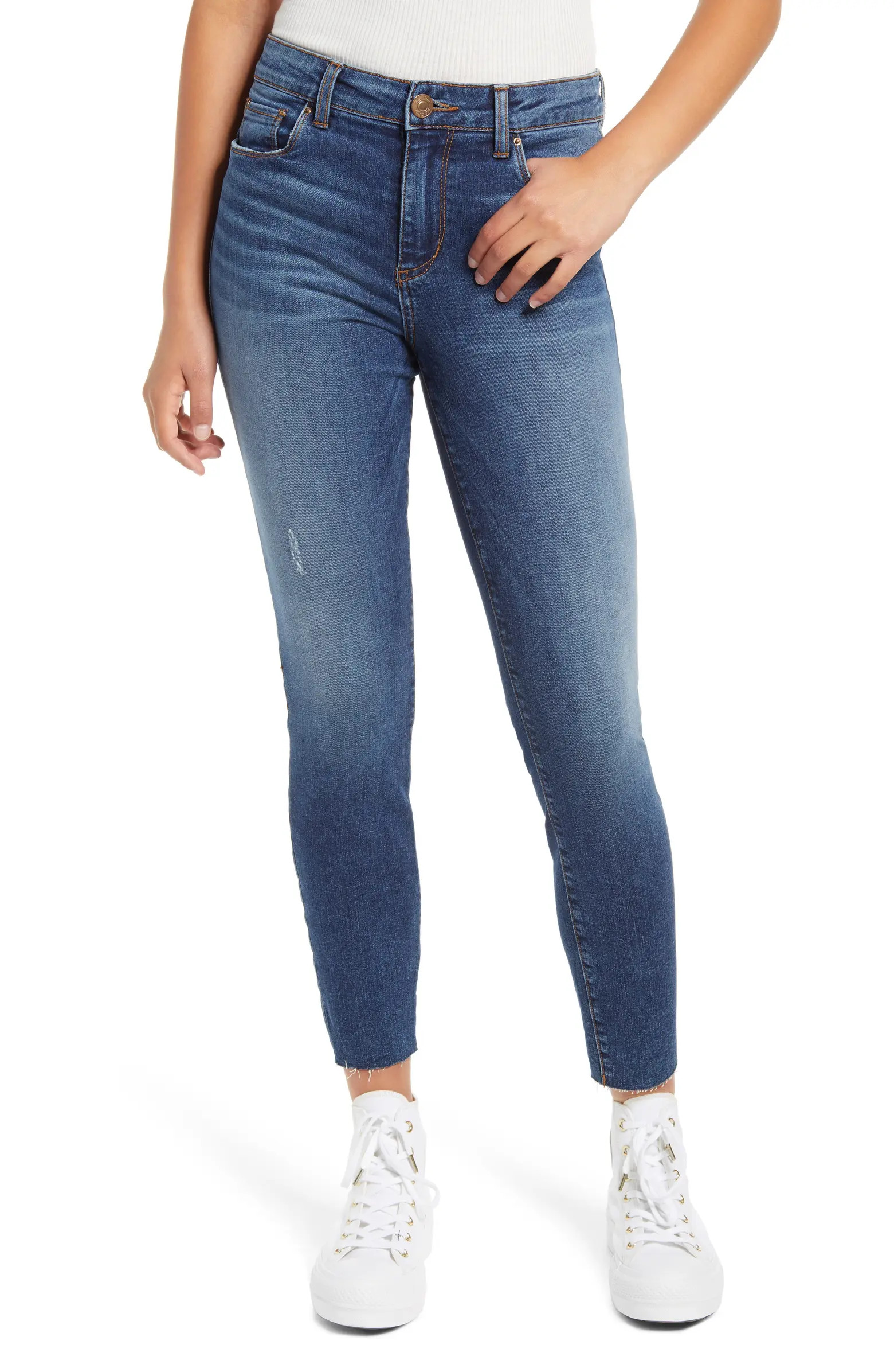 Ellie High Waist Raw Hem Skinny Jeans | Nordstrom