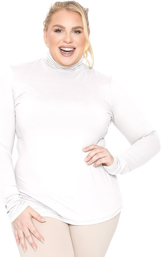 Women's Plus Size Warm Long Sleeve Turtleneck Top | Ultra Soft | Adult XL to 7X | Amazon (US)