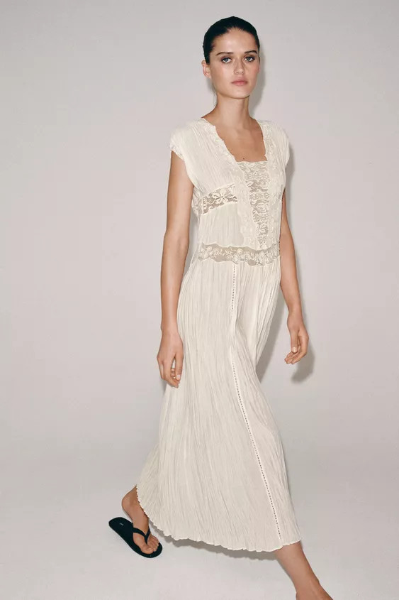ZW COLLECTION PLEATED LACE DRESS | Zara UK