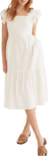 Textural Stripe Ruffle Strap Tiered Midi Dress | Nordstrom