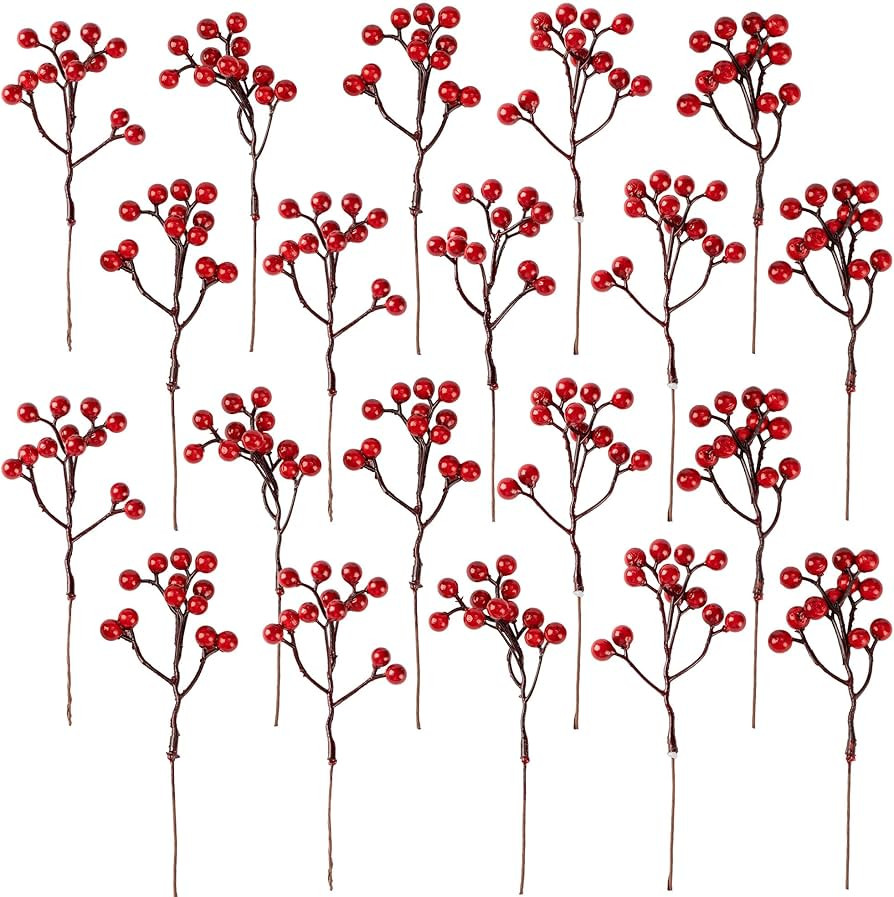 Crafare 36 Pack Artificial Berry Stems 7 Inch Red Holly Berry Picks for Christmas Tree Berry Deco... | Amazon (US)