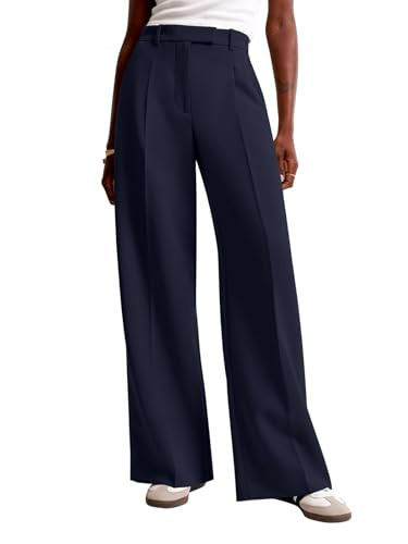 NIMIN Women Wide Leg Pants High Waisted Dressy Work Trousers Business Casual Palazzo Pants with P... | Amazon (US)