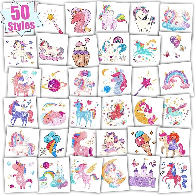 Partywind Glitter Temporary Tattoos for Kids Girls, Birthday Party Supplies Favors Decorations, K... | Amazon (US)