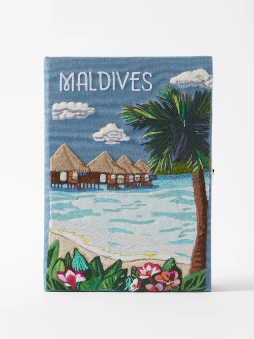 Olympia Le-tan - Maldives Embroidered Book Clutch Bag - Womens - Blue Multi | Matches (US)