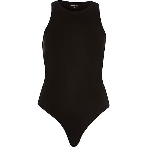 Black crew neck bodysuit | River Island (UK & IE)