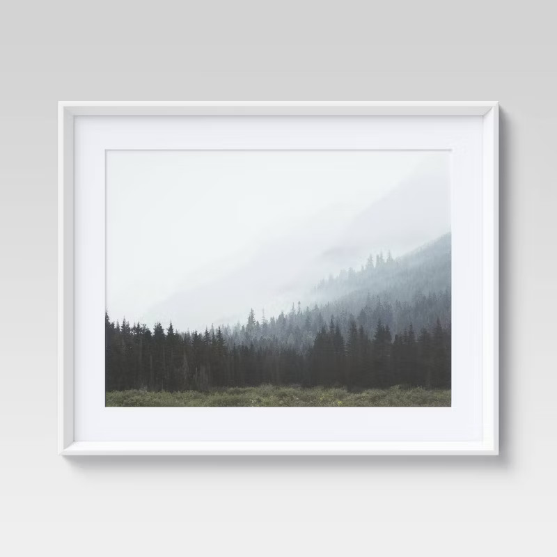 24" x 30" Foggy Tree Landscape Framed Wall Art - Threshold™ | Target