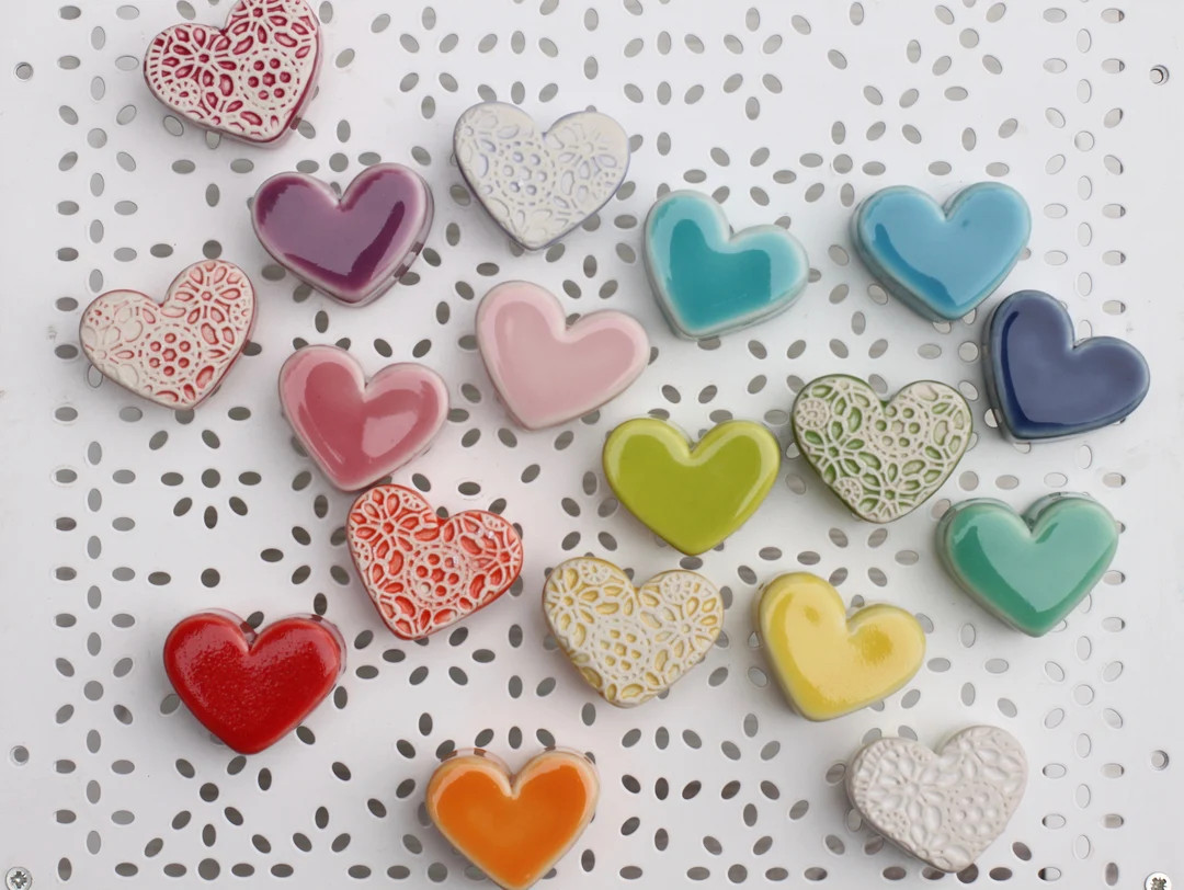 Chunky Hearts, Choose Your Favorite// Porcelain Heart// Colorful Decor// Ceramic Heart - Etsy | Etsy (US)