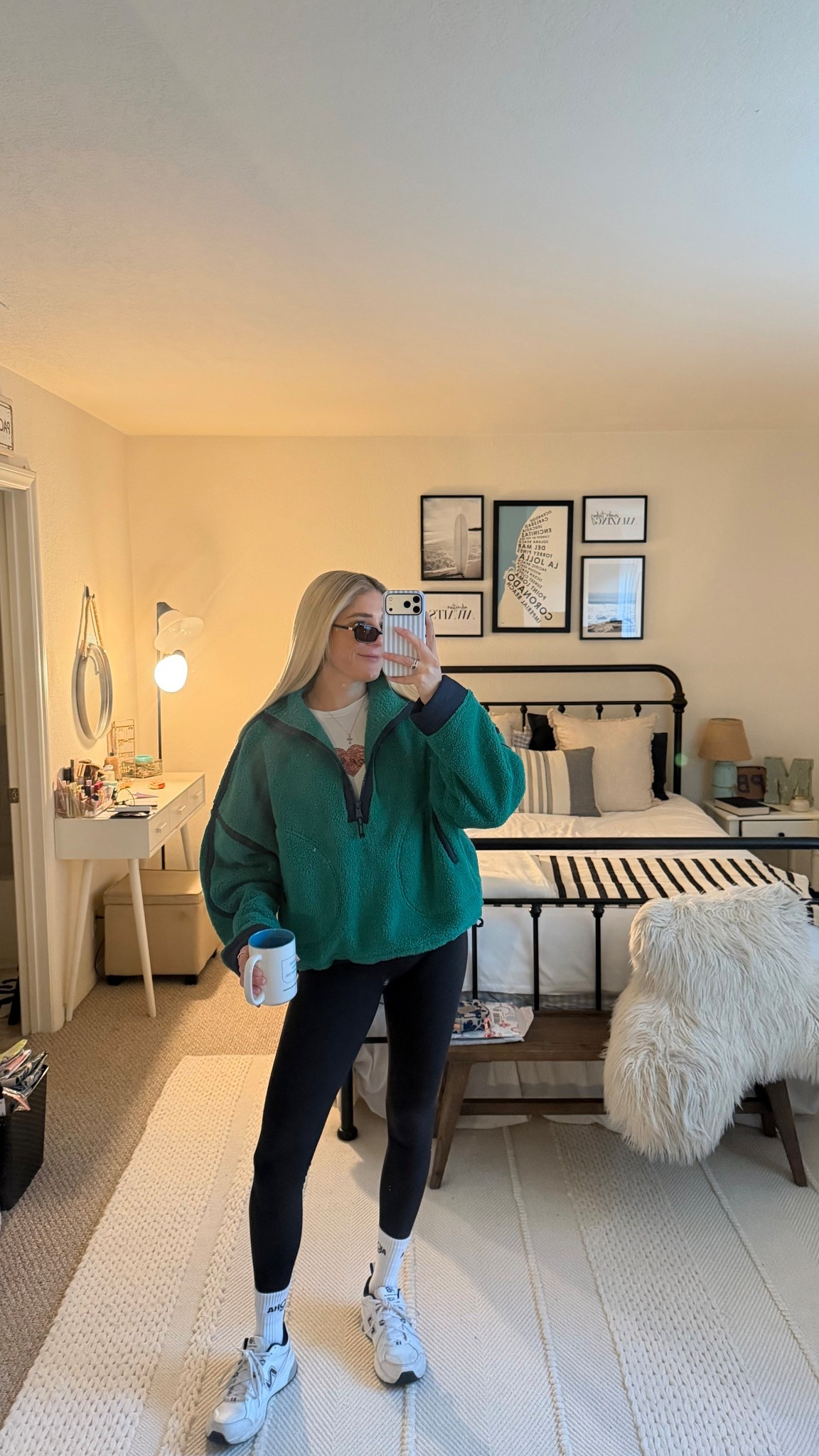 workout outfit, casual athleisure, fleece styled  