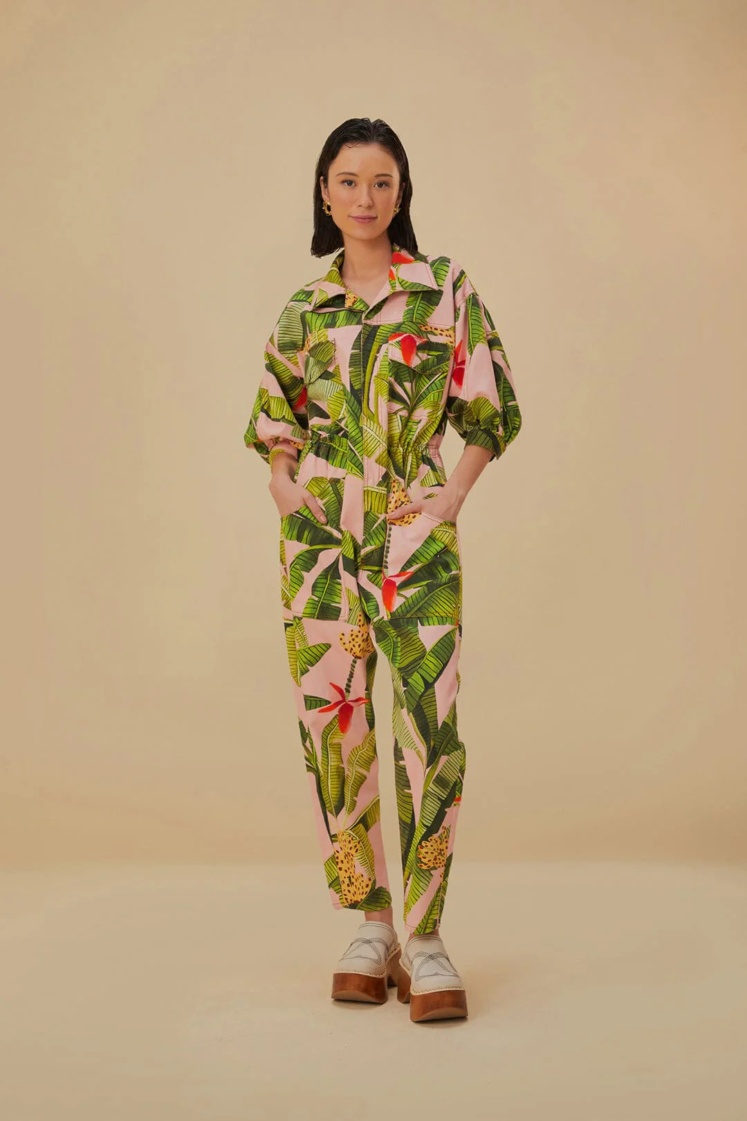 Pink Banana Leaves Jumpsuit | FarmRio (US)