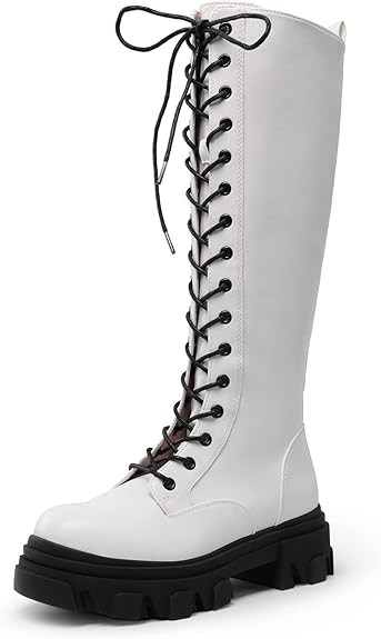 DREAM PAIRS Knee High Boots Women, Fashion Combat Boots Chunky Platform Lace Up Lug Sole Boots Fo... | Amazon (US)