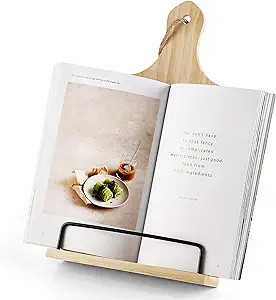 Cookbook Stand, Rustic Wood Cookbook Holder Cutting Board Style, Adjustable Recipe Ipad Tablet Bo... | Amazon (US)