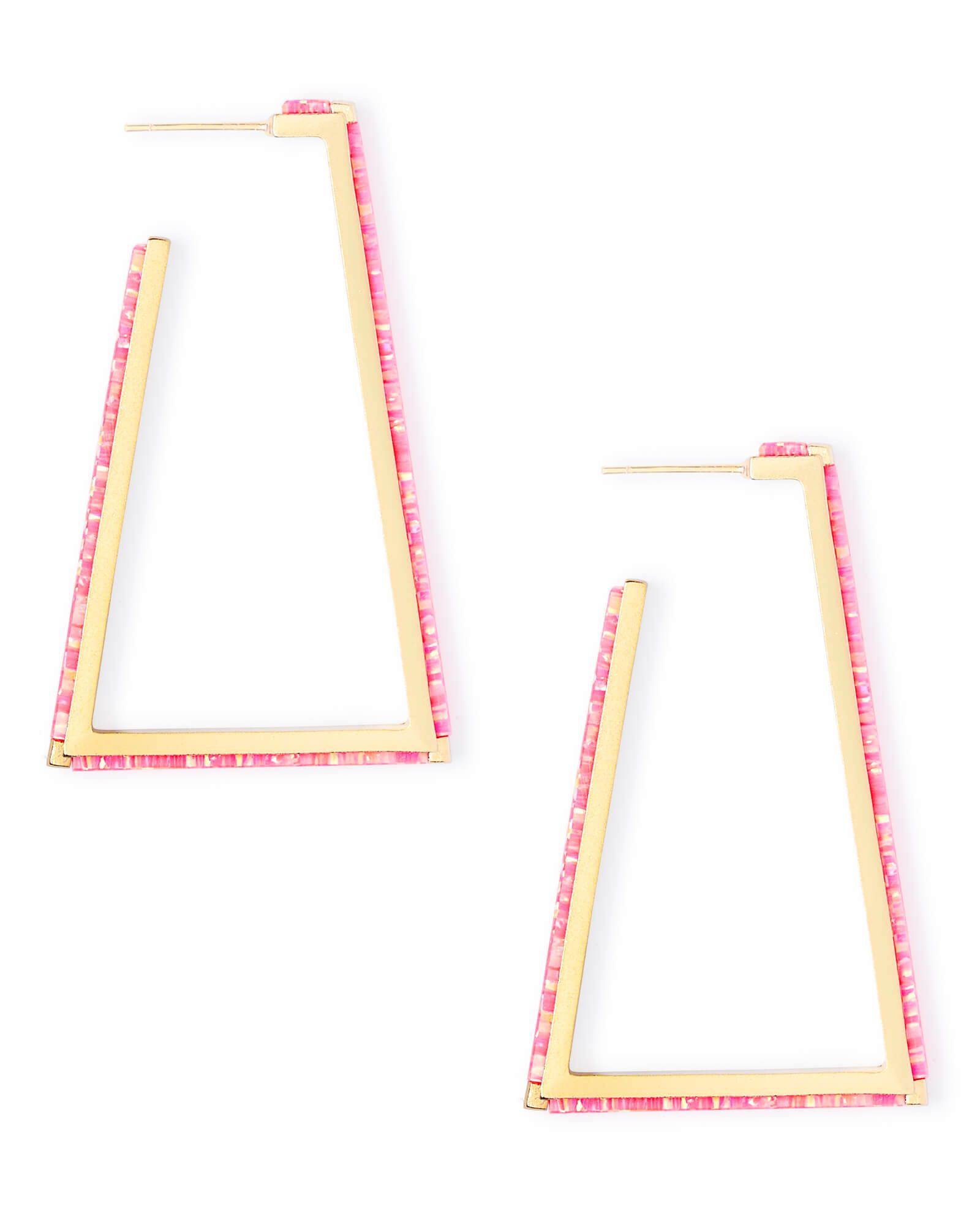 Easton Gold Hoop Earrings in Hot Pink Kyocera Opal | Kendra Scott | Kendra Scott