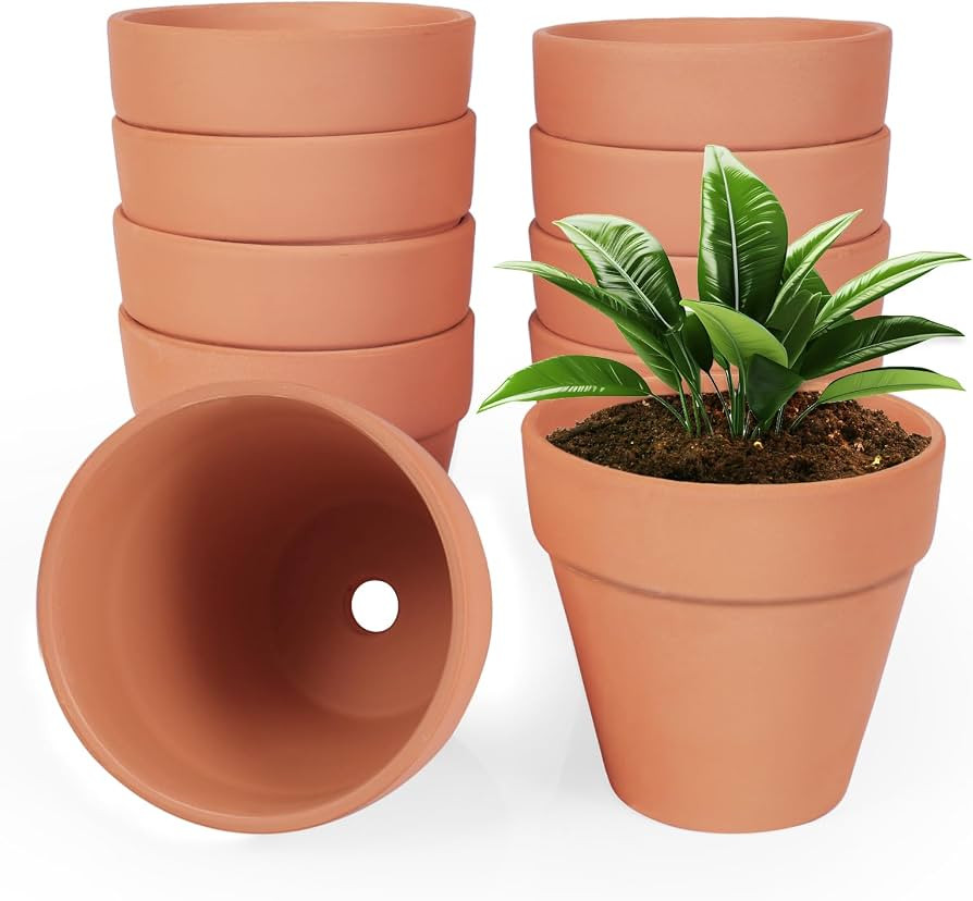 YESIACE 24 Pack 4 Inches Terracotta Plant Pots, Terra Cotta Planter with Drainage Holes, Perfect ... | Amazon (US)
