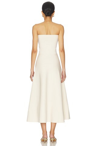 Karina Grimaldi Eira Strapless Midi Dress in White from Revolve.com | Revolve Clothing (Global)