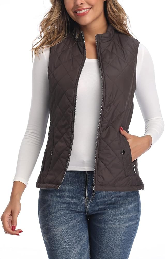 Argstar Women's Vest, Quilted Lightweight Zip Pockets Padded Gilet (XS-2XL) | Amazon (US)