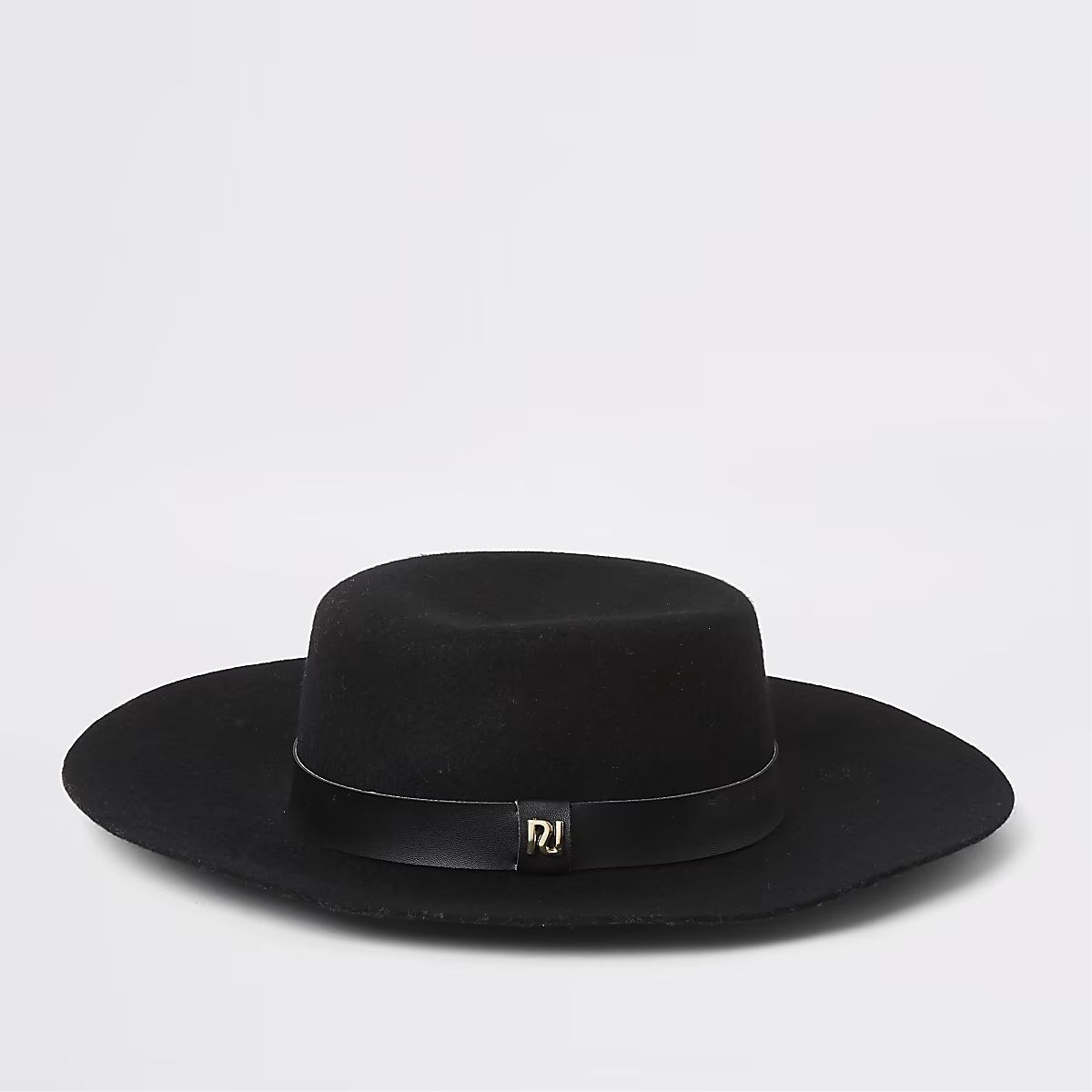 Black PU band fedora hat | River Island (UK & IE)