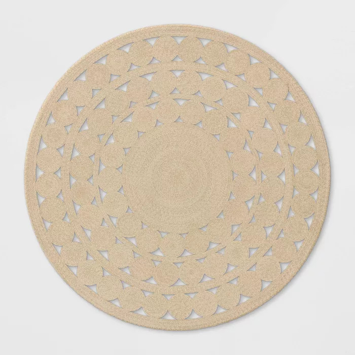 Round Ornate Braided Outdoor Rug Natural - Opalhouse™ | Target