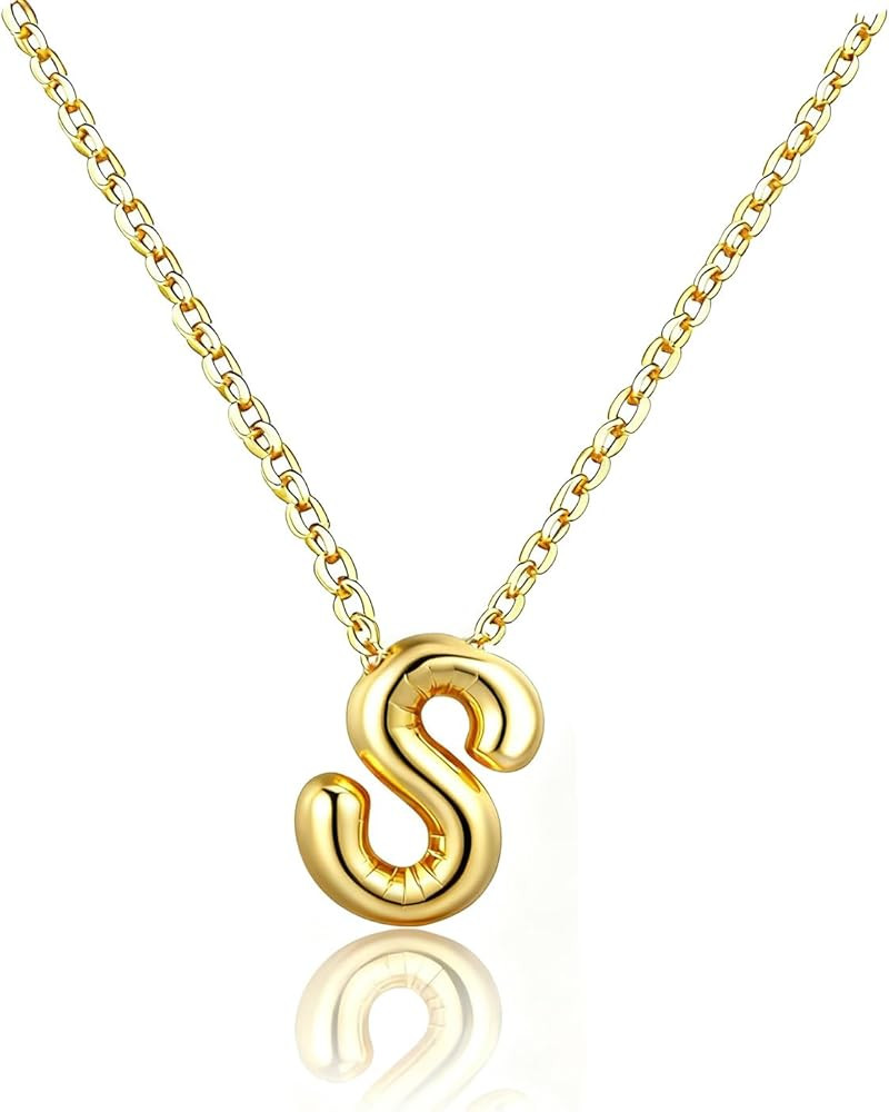 MTINEAPS Gold Initial Necklace Gift for Girls Women, Teen Girl Gifts Trendy Stuff Bubble Letter P... | Amazon (US)