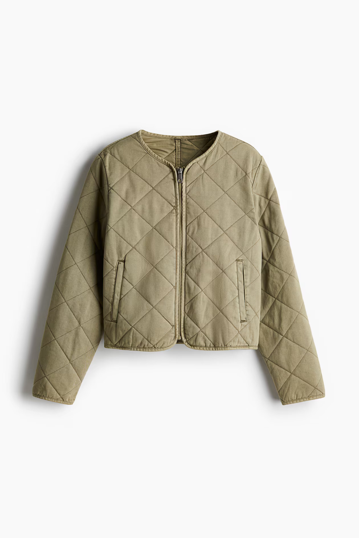 Quilted cotton jacket - Khaki green - Ladies | H&M US | H&M (US + CA)