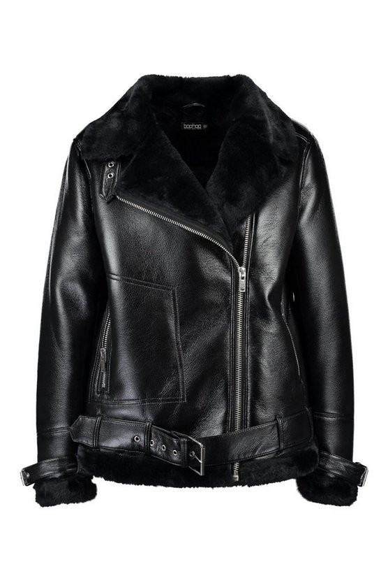 Oversized Zip Detail Aviator Jacket | Boohoo.com (US & CA)