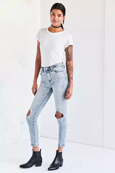 BDG - Jean skinny Twig déchiré taille haute bleu délavé à l'acide | Urban Outfitters FR