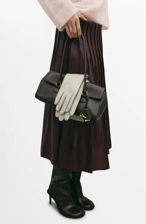 MANGO Dalia Pleated Faux Leather Midi Skirt in Dark Red at Nordstrom, Size 0 | Nordstrom