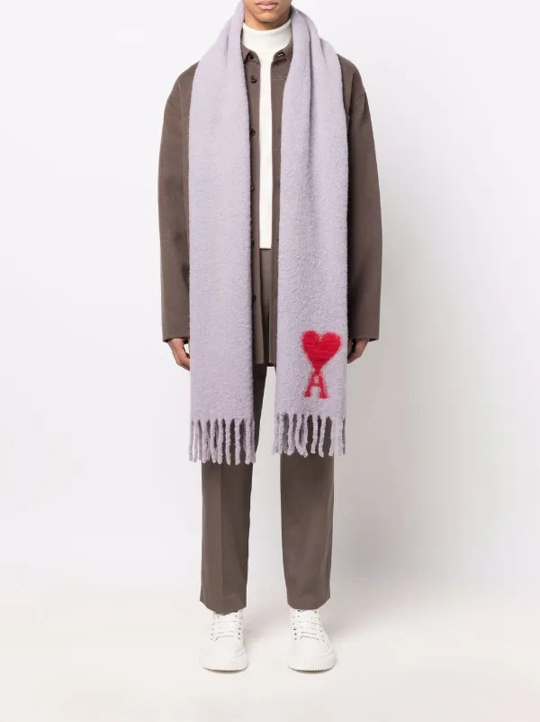 AMI Paris Ami De Coeur Wool Scarf - Farfetch | Farfetch Global